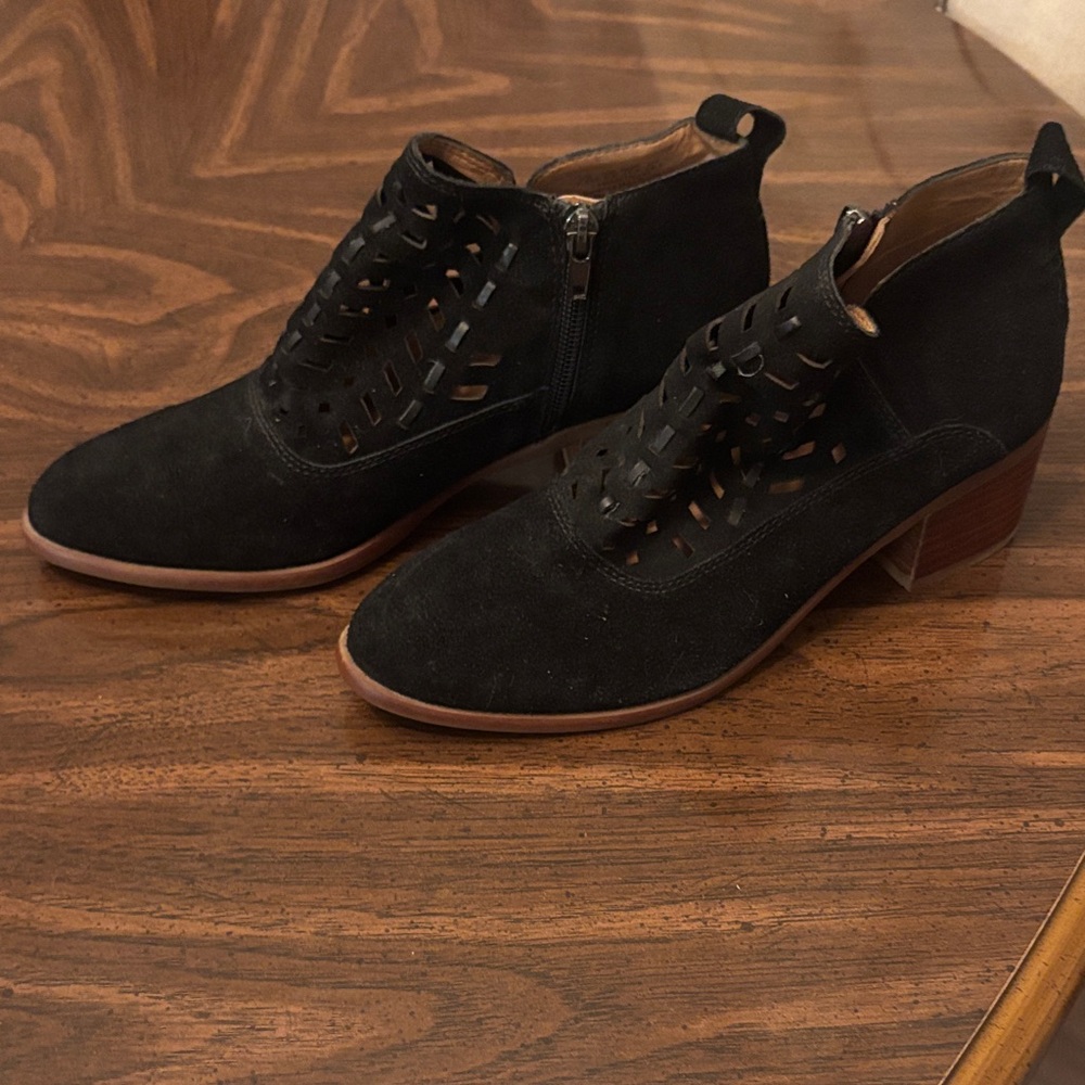 Franco Sarto Black Cutout Ankle Booties